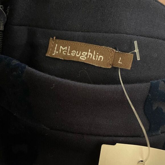 J. McLaughlin Amelia Dress NWT Navy Flocking Print Blue Size Large - Picture 6 of 12